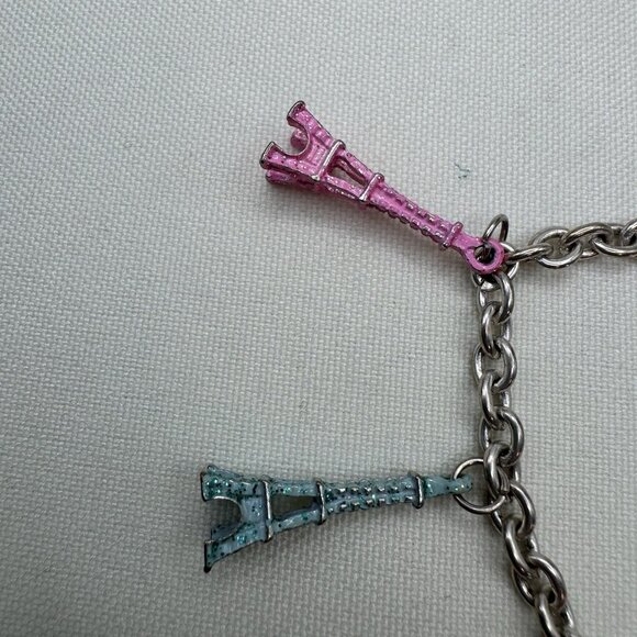 Claire’s Eiffel Tower Charm Bracelet Multicolor Paris Theme Adjustable Jewelry - Picture 4 of 8